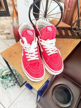 Vans Red High-Top Sneakers with White Accents